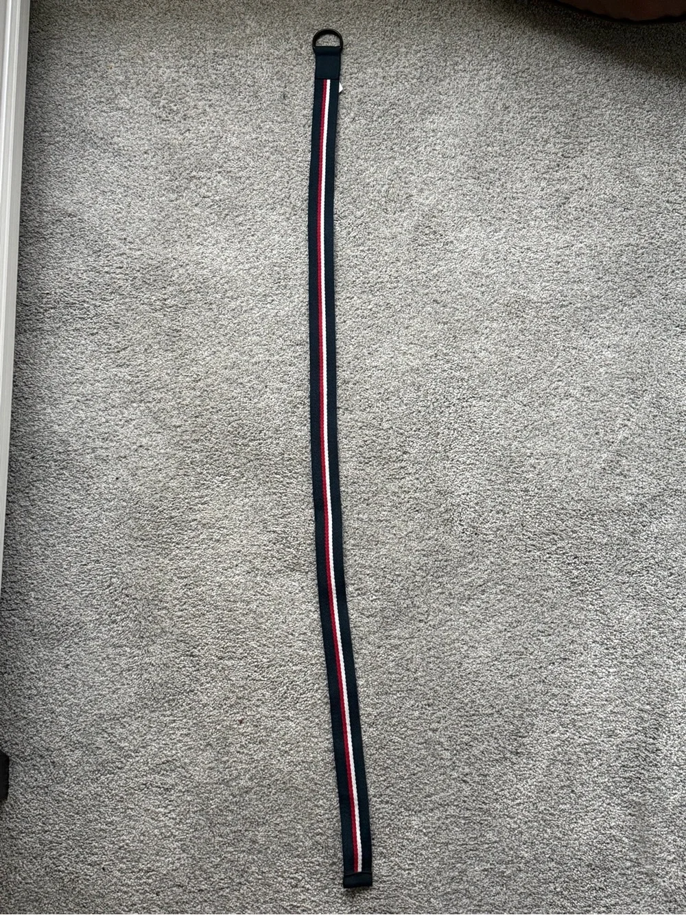 Tommy Hilfiger Navy Webbing Belt with Red and White Stripes